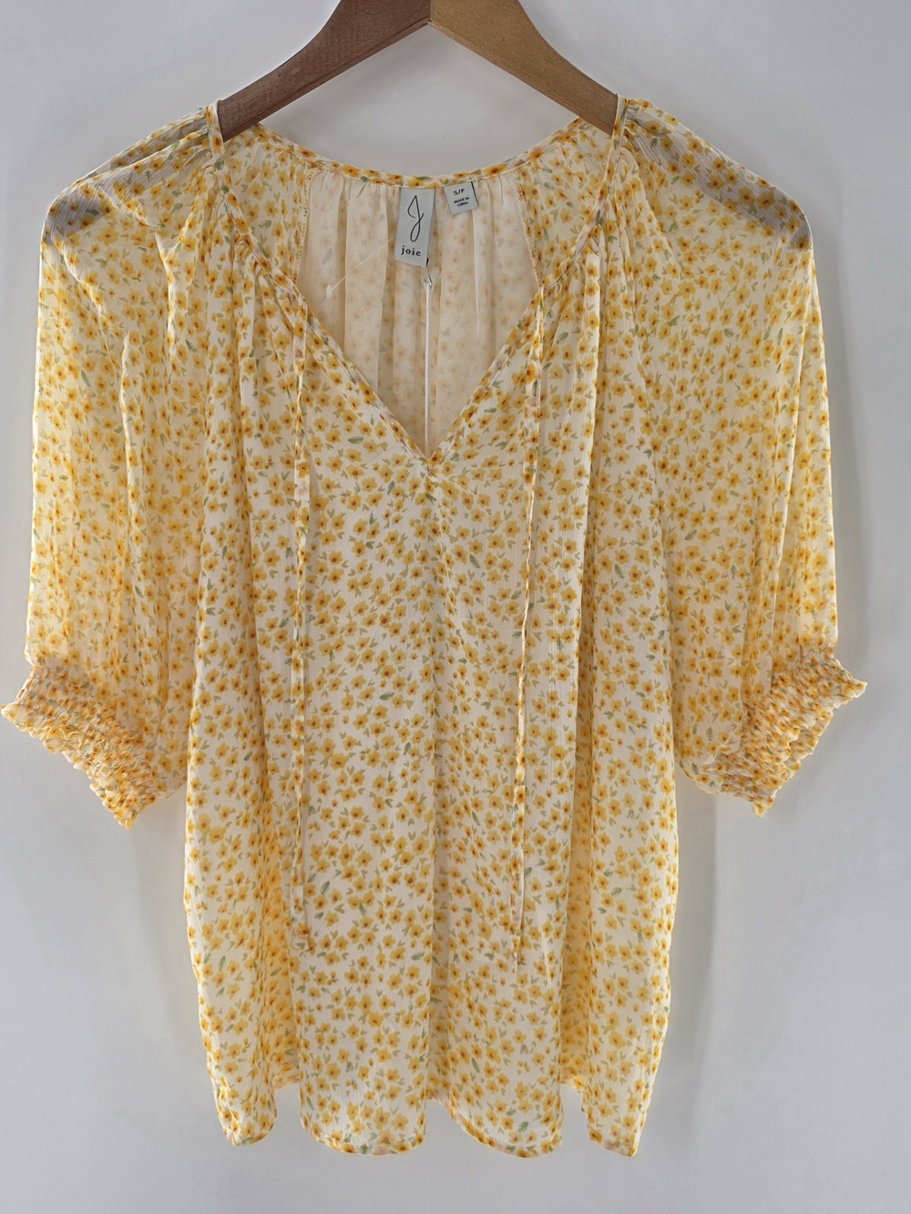 Joie Yellow Floral V-Neck Blouse